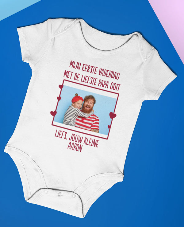 Rompertje Eerste Vaderdag – Met Eigen Foto & Naam 👶❤️